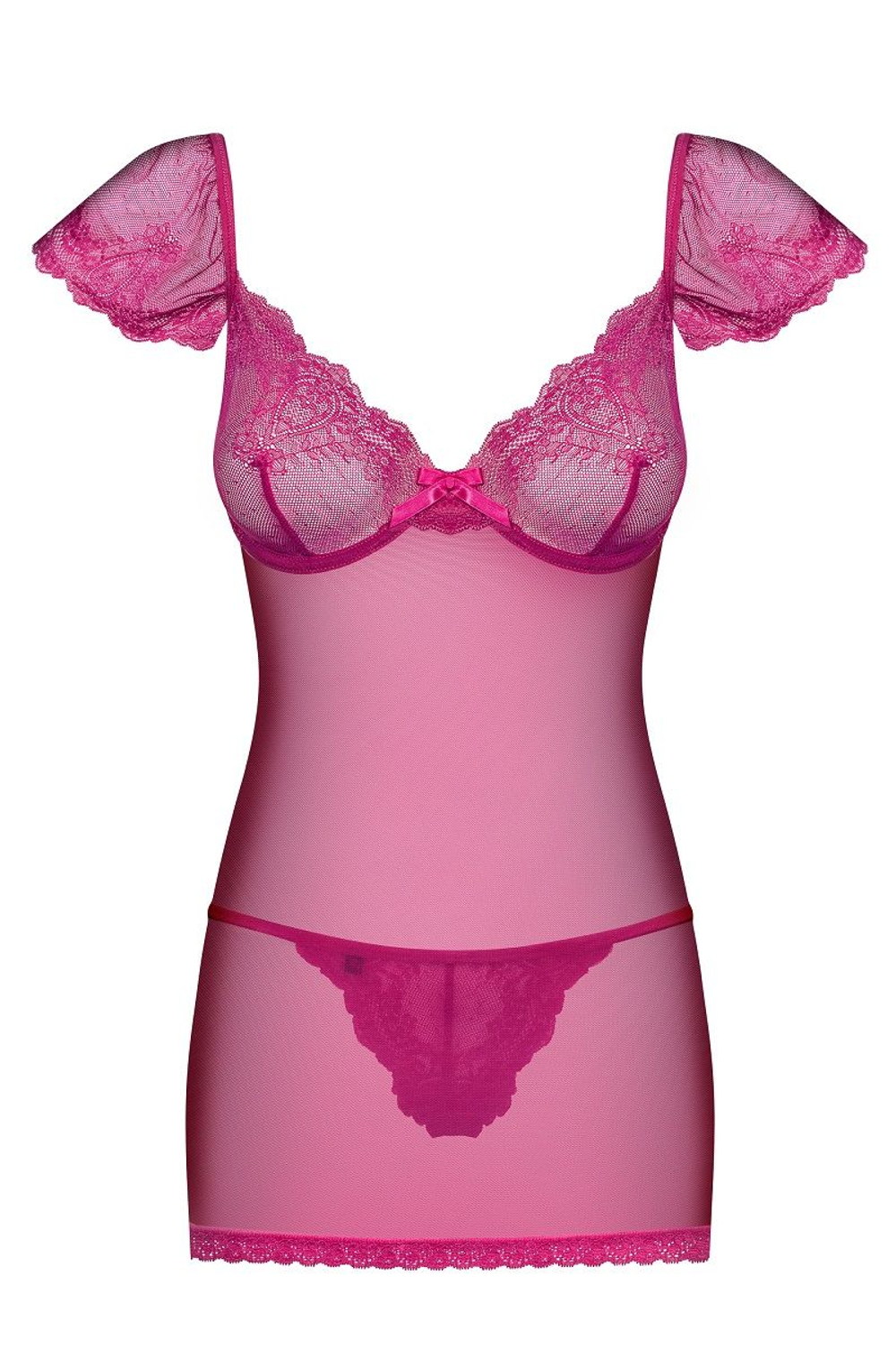 Полупрозрачная сорочка Lillove с крылышками (Размер: XXL) (Цвет: розовый)