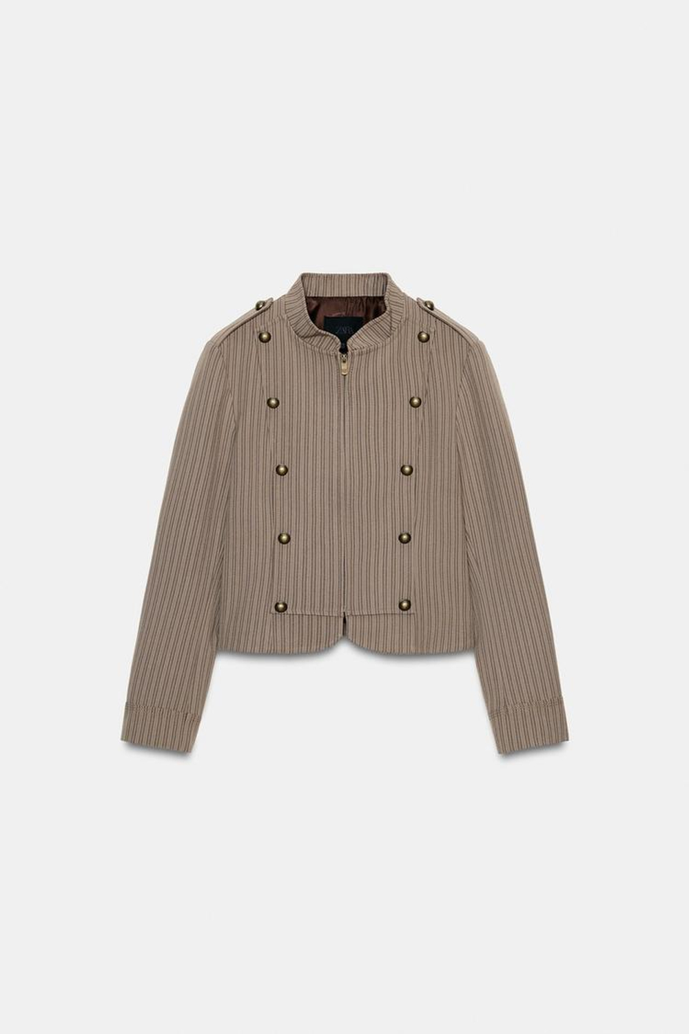 ZARA БЛЕЙЗЕР ПРИТАЛЕННОГО КРОЯ В ПОЛОСКУ, СВЕТЛЫЙ РЫЖЕВАТО-КОРИЧНЕВЫЙ