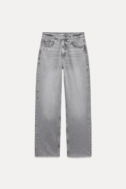 ZARA ДЖИНСЫ Z1975 STRAIGHT LEG HIGH WAIST, СВЕТЛО-СЕРЫЙ