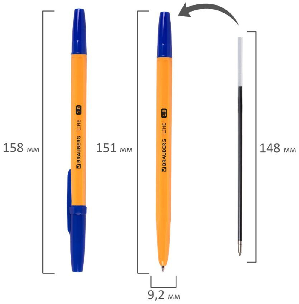 143331 Ручка шариковая BRAUBERG ORANGE Line Cиняя корпус оранжевый .узел 1мм (50шт) 143331