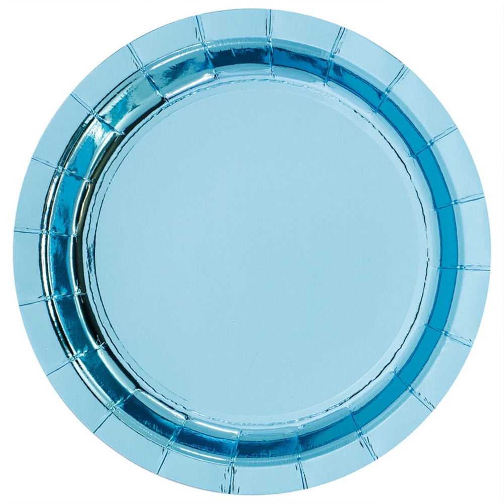Тарелки фольгированные в голубом цвете, 17 см/ 23 см, 6 шт