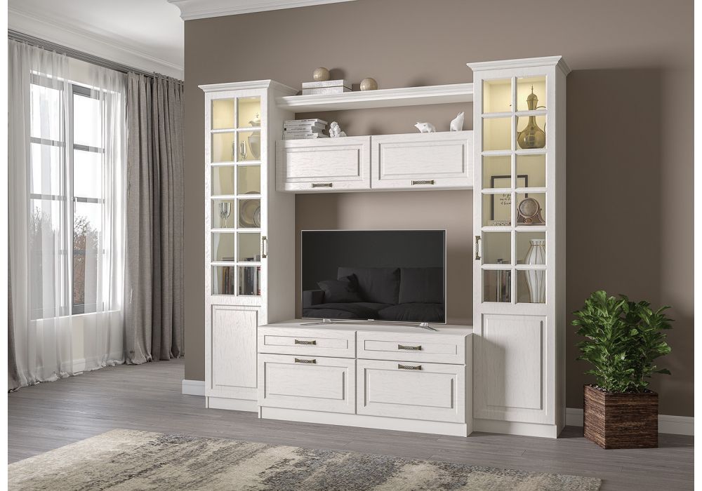 Витрина Ливерпуль белый / ясень ваниль