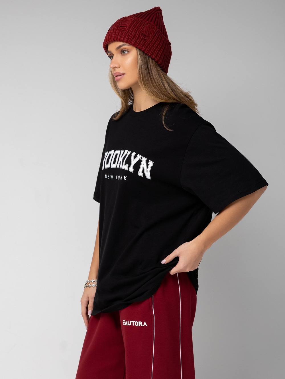 Футболка оверсайз с принтом длинная Brooklyn