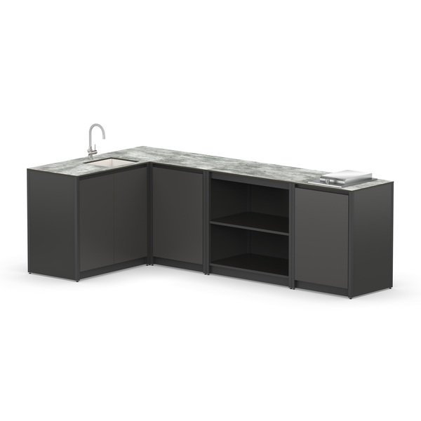 Угловая уличная кухня Lounge C-115SP, 2.7x1.5 м, черный/серый каспий