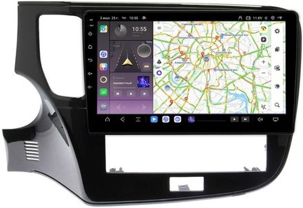 Магнитола для Mitsubishi Outlander 3 2019-2022 (прямоугольный климат) - Carmedia OL-1573 QLed, Android 13, TS20, CarPlay, SIM-слот