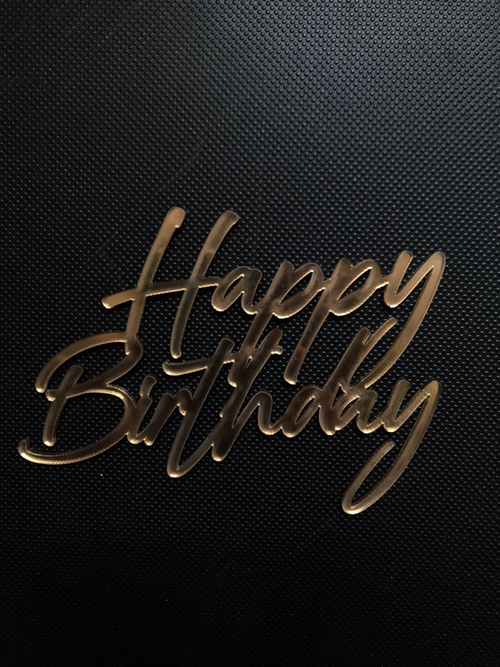 Бенто-топпер / Happy birthday B9, зеркальный ЗОЛОТО