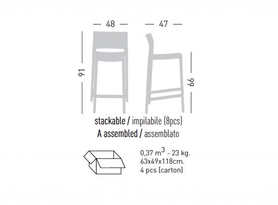 Стул пластиковый полубарный Bakhita 66