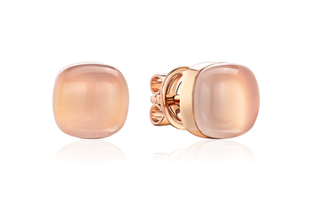 Пусеты "Леденцы" с розовыми кварцами огранки "Кабошон"