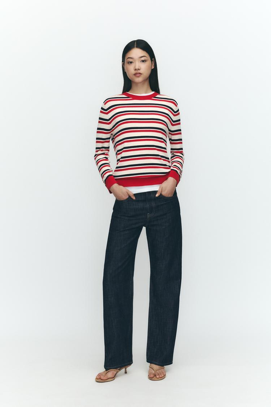 ZARA БАЗОВЫЙ ТОП, ЭКРЮ/КРАСНЫЙ