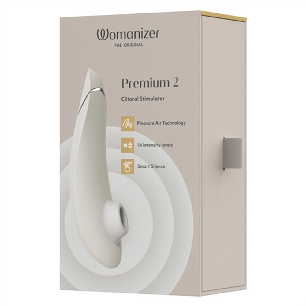 Серый вакуумно-волновой клиторальный стимулятор Womanizer Premium 2 Gray WZ212SG8