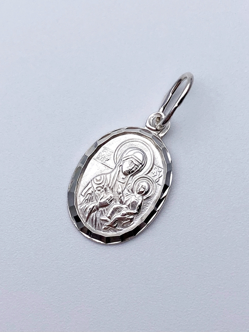 Образок из серебра/Без покрытия/С подвижным ухом/Иверская БМ