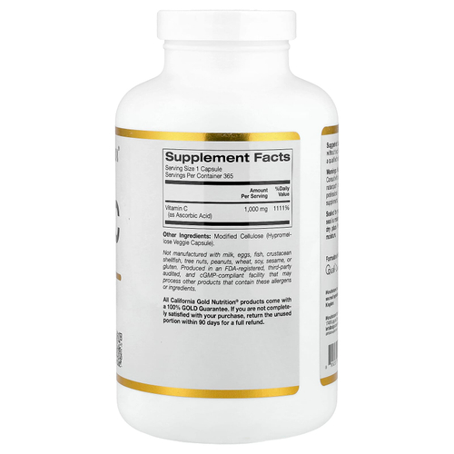 California Gold Nutrition, витамин C, Quali®-C, 1000 мг, 365 растительных капсул
