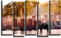 Модульная картина "Слон в городе"