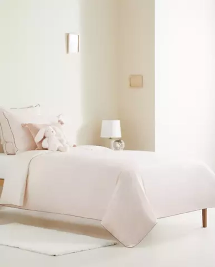 ZARA HOME ДЕТСКИЙ ПОДОДЕЯЛЬНИК В КЛЕТКУ, РОЗОВЫЙ