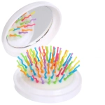 Расчёска массажная складная с зеркалом «Новогодний Дед Мороз», цвет микс, d-6см