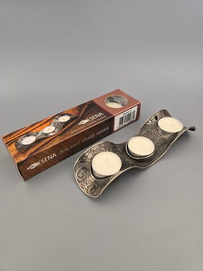 Подсвечник "Клевер" ручной работы на ножке 15 см. Турция (золотистый)