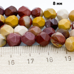 Мукаит крупной огранки бусины, размер около 7,7 мм, цена за 22-23 шт (1/2 нити)