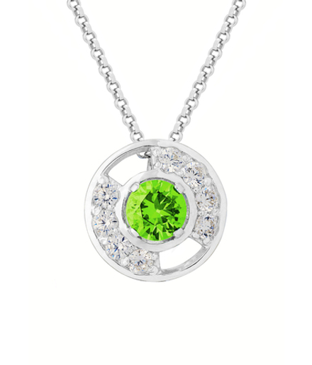 Подвес из серебра со вставками из зелёного и бесцветных фианитов