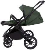 Детская коляска Peppy Monaco 3 в 1 с автокреслом Rise Oliva Green (зеленый), рама черная