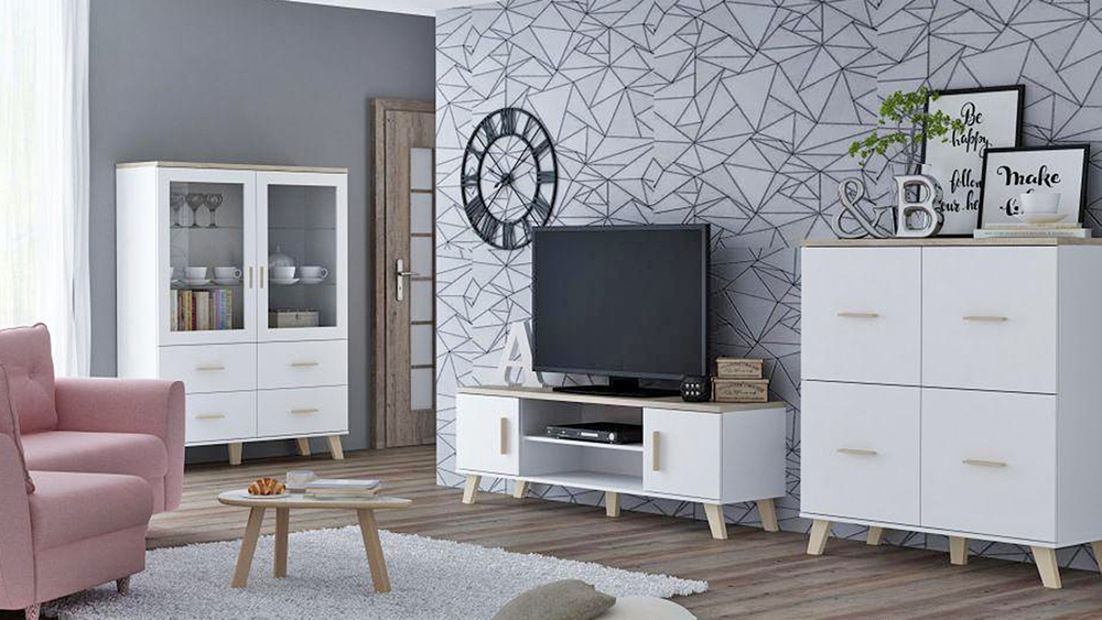 Витрина Мелания 24 Белый 101/ Клен 375 120*45*160 см, Белый 101/Клен 375   Фиеста