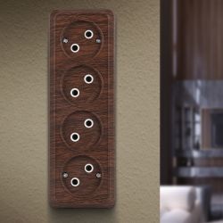 Розетка Intro Quadro 2-207-10 без заземления четверная 4х2P 16А-250В IP20 ОУ венге | Intro Quadro