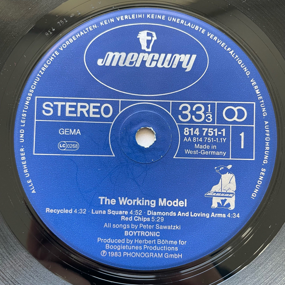 Винтажная виниловая пластинка LP Boytronic The Working Model (Германия 1983)