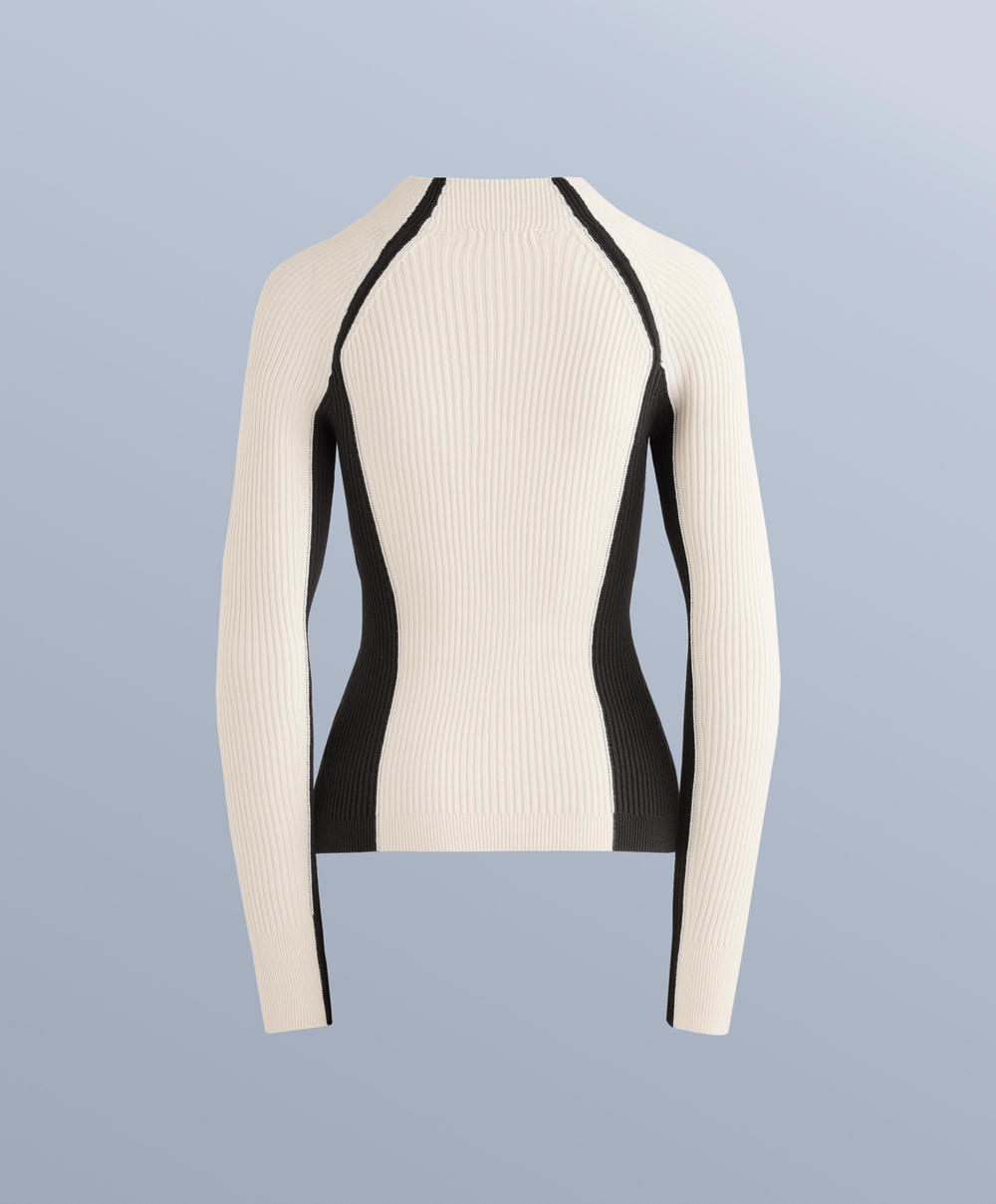 Oysho Футболка базового слоя из контрастной трикотажной ткани в рубчик, бежевый/черный