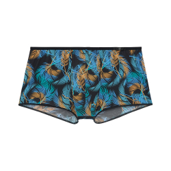 Мужские трусы хипсы черные с синим с принтом HOM CHICO Trunk 402718_40P0BI