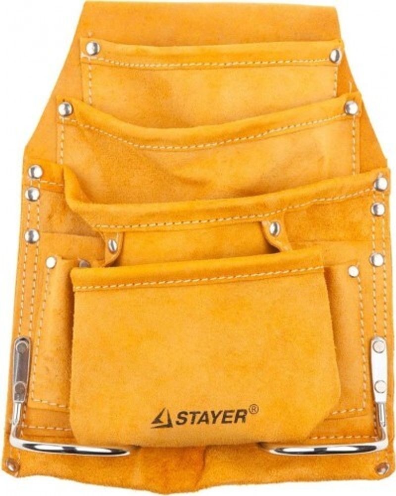 Сумка-пояс 8 карманов, кожа 2скобы STAYER
