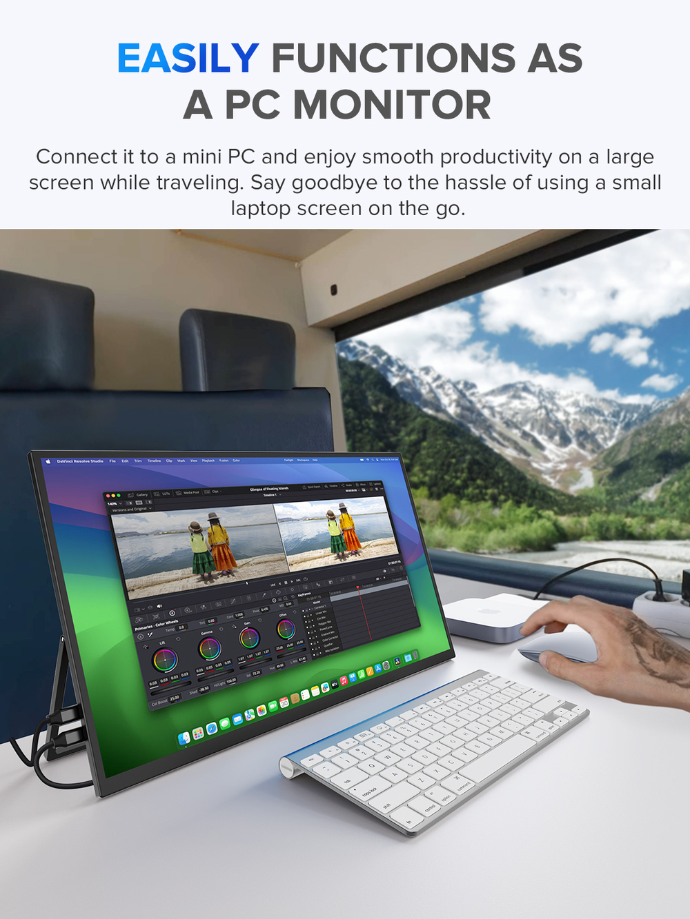 22" Портативный монитор с встроенной подставкой Umax 22 2K IPS 2560х1440, 60 Гц