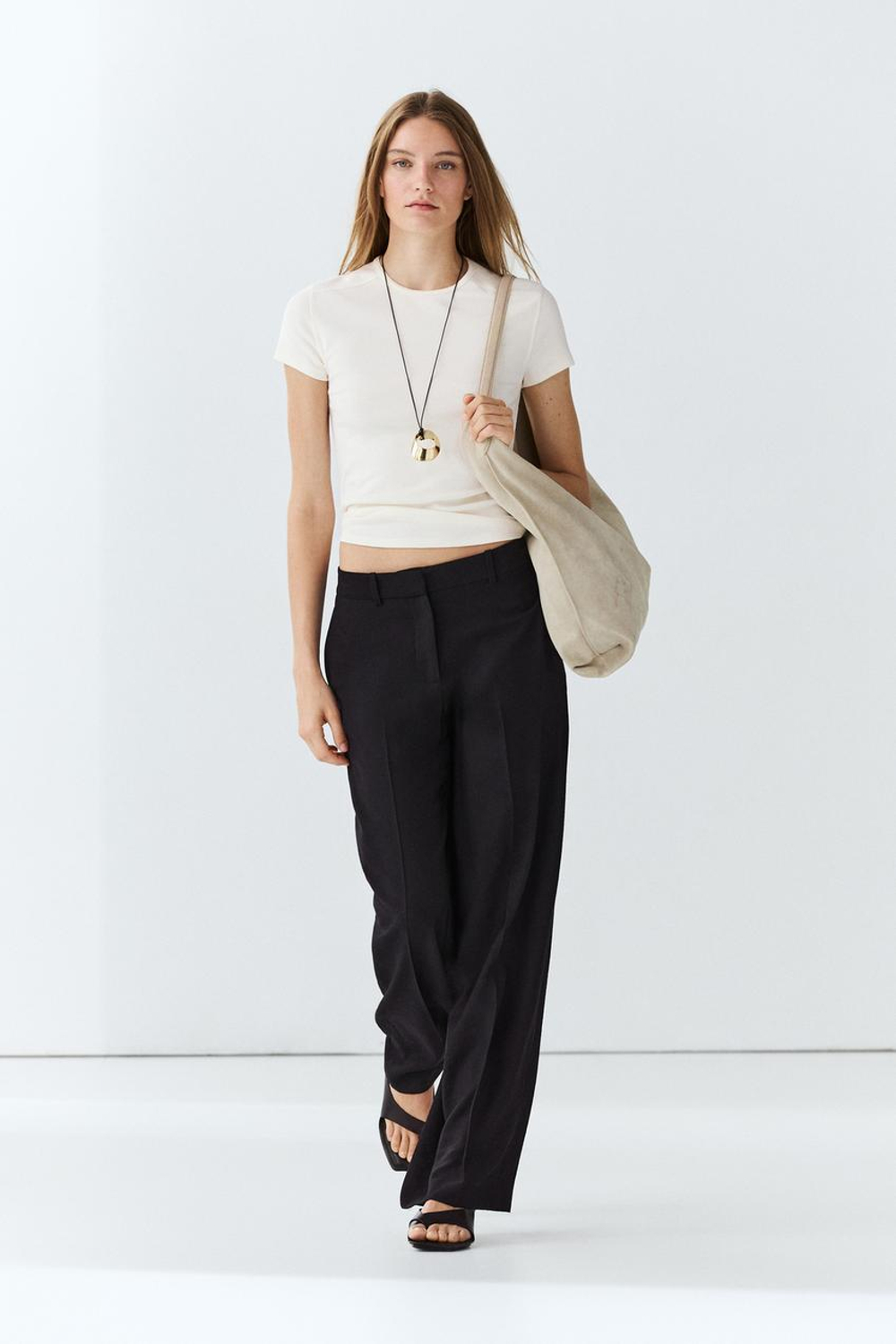 Massimo Dutti Свободные брюки прямого кроя, черный