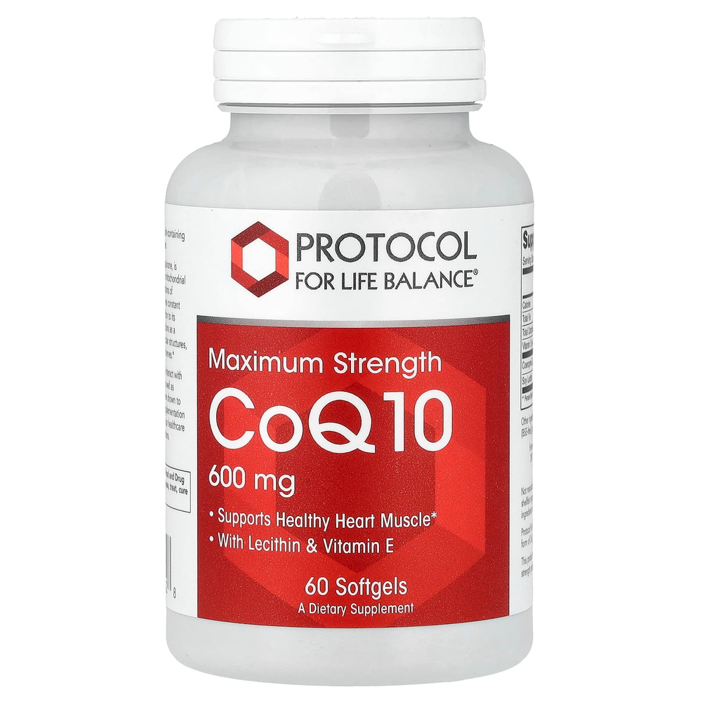 Protocol for Life Balance, коэнзим Q10, максимальный эффект, 60 мягких таблеток