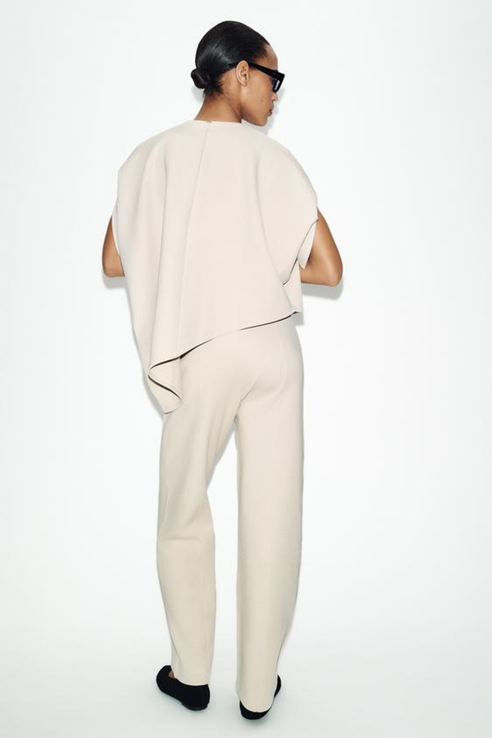 ZARA ПРЯМЫЕ БРЮКИ ИЗ ИНТЕРЛОКА, ЭКРЮ