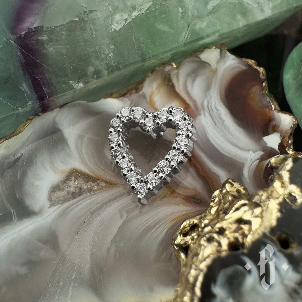 Накрутка "Crystal Heart" - Белое золото - White CZ