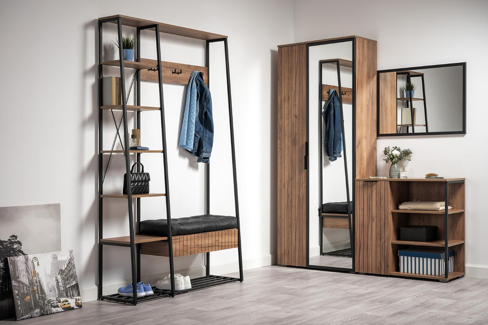 Гранд Прихожая 15.124 N Дуб Крафт табачный, Кожзам HOLST Black