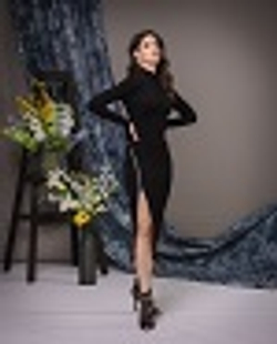 09-01-22 SS Трикотажное платье с декоративным элементом – застежка «молния», черный XL