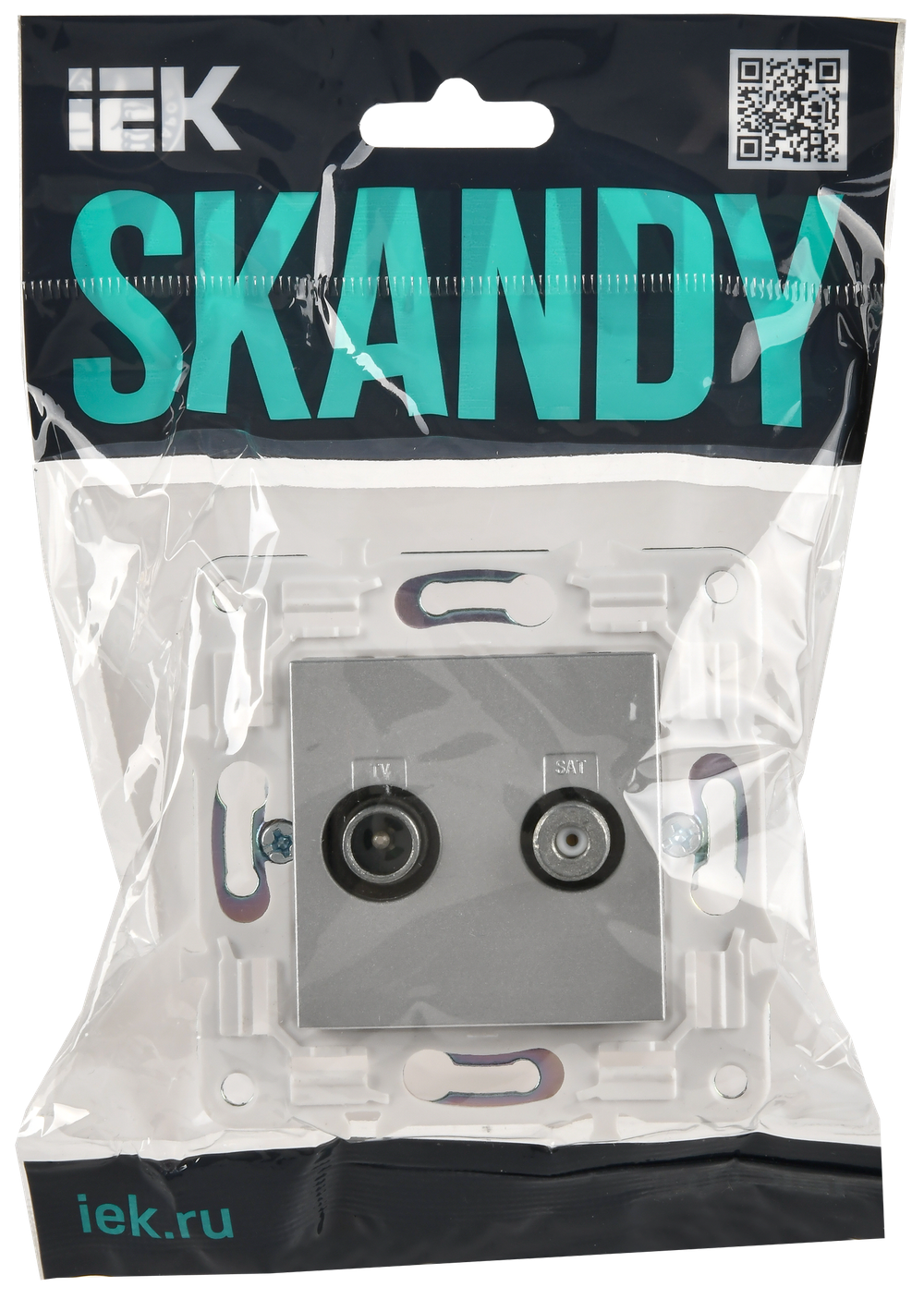 SKANDY Розетка двойная TV+SAT SK-A13S серебряный IEK