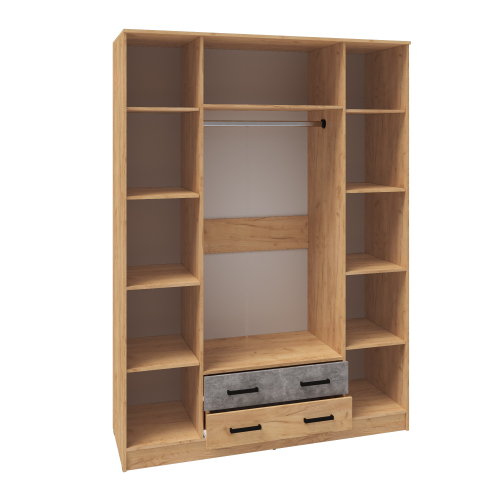 Спальня Асти шкаф 4-х ств дуб крафт золотой/ателье светлое