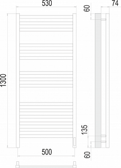 Полотенцесушитель Terminus Ното П15 500х1300 электро (sensor quick touch)