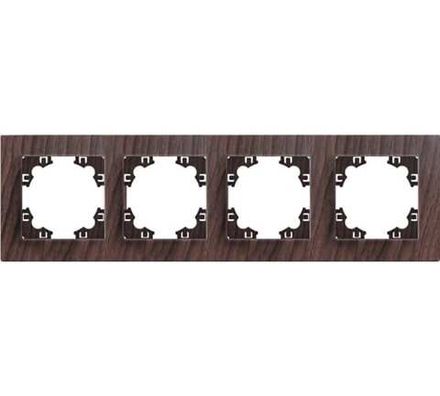 Рамка четырехместная горизонтальная "UNIVersal" серия "Афина" венге (еврослот) (HU2330)