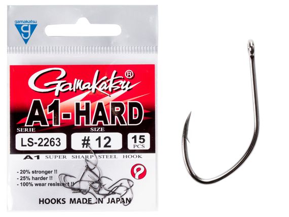 Крючки Gamakatsu A1 LS-2263 EYED HOOKS BLACK  разм. 12 15шт.