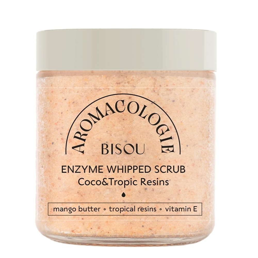 Bisou Aromacologie Взбитый Энзимный скраб для тела Кокос и Тропические смолы 250 мл