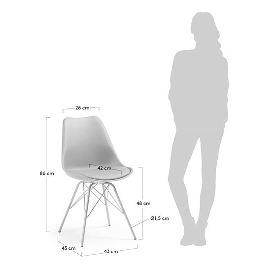 Стул Lars серый с металлическими ножками La Forma Испания 