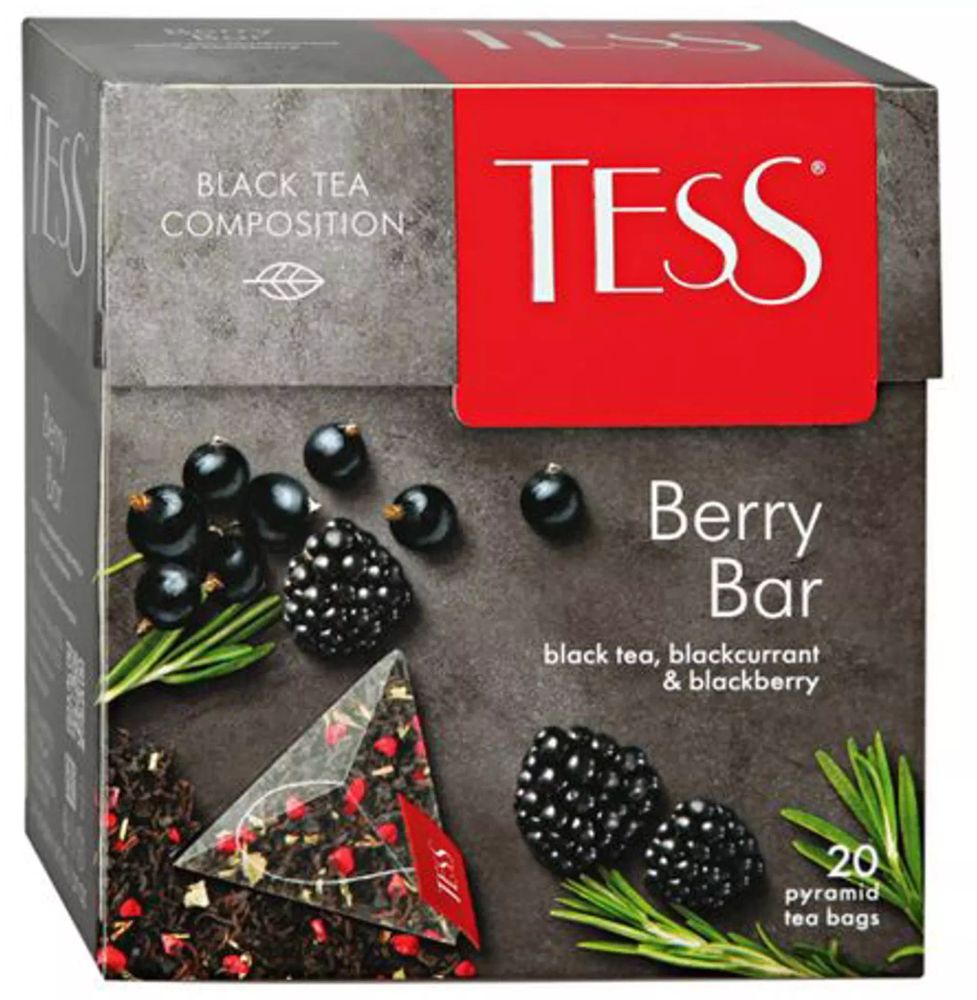 Чай черный Tess, Berry Bar с ароматом ежевики и черной смородины, 20 пак