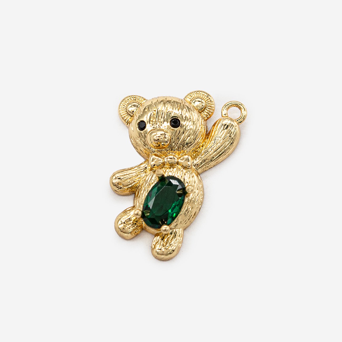 Подвеска "Teddy", изумрудное ювелирное стекло, позолота, 19*14мм