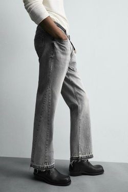 ZARA ДЖИНСЫ FLARED FIT, СЕРЫЙ