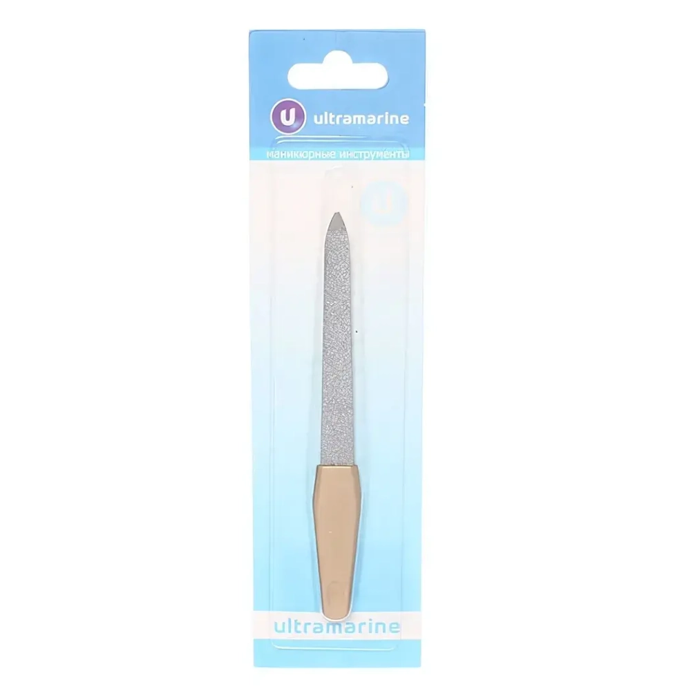 Пилка для ногтей металлическая на блистере «Ultramarine», цвет ручки золото, цвет пилки серебро,12,7см✦