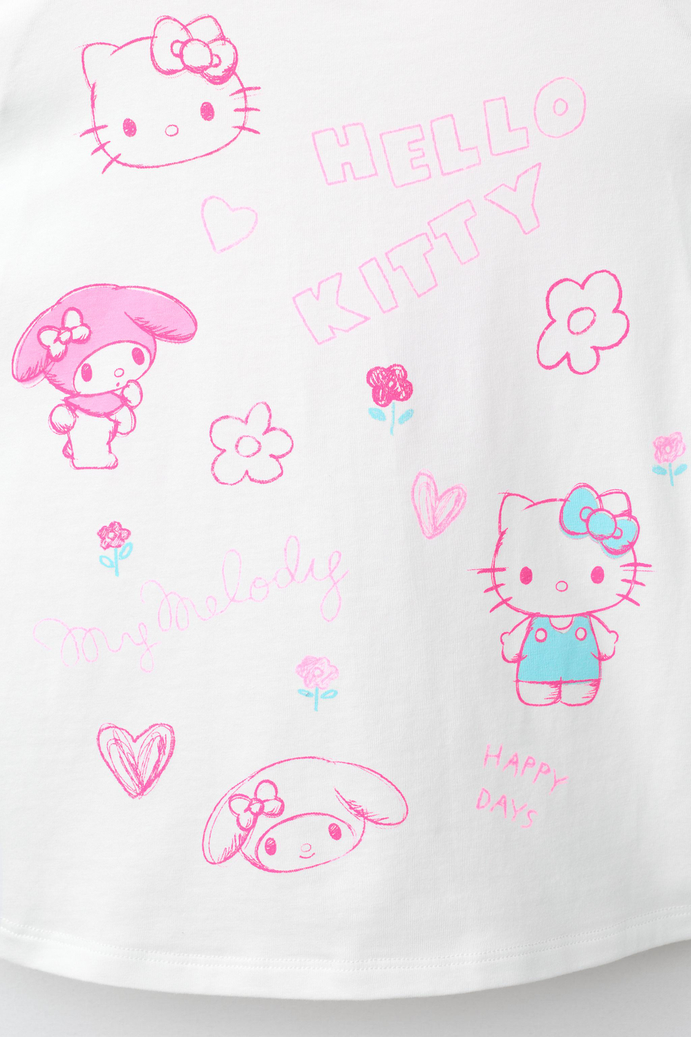 ZARA ФУТБОЛКА С ВЫШИВКОЙ HELLO KITTY ©, БЕЛЫЙ