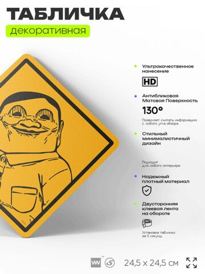 Табличка по аниме "Дандадан, Инопланетянин" на дверь и стену, прикольная штука в подарок анимешнику, декоративный знак, 24,5х24,5 см, пластиковая, Айдентика Технолоджи