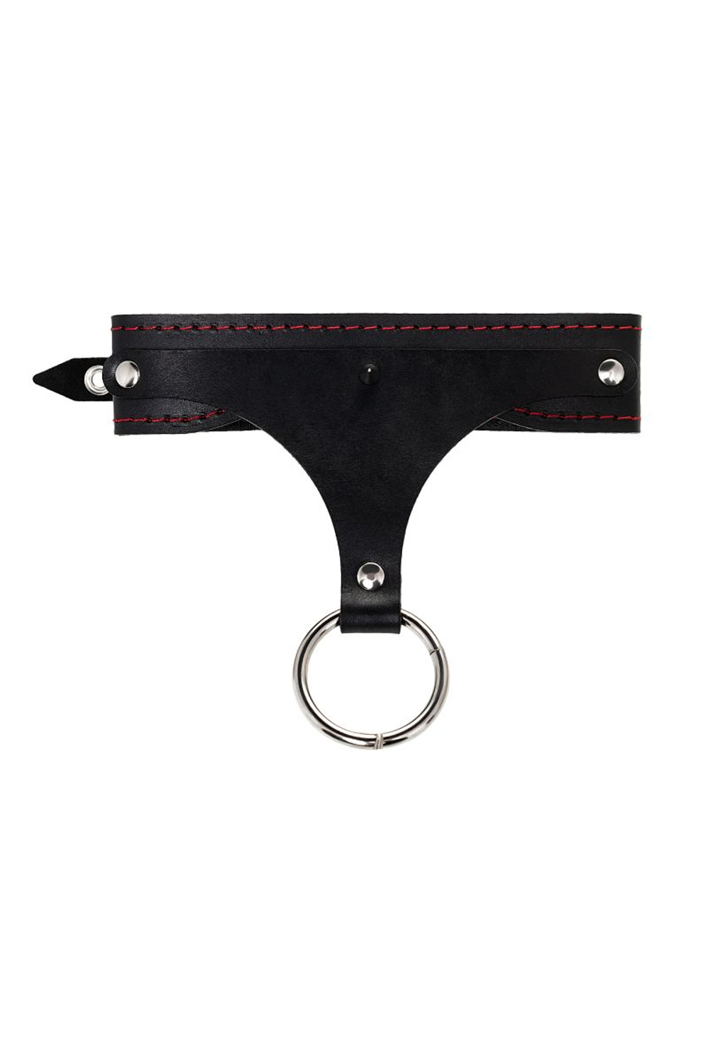 Черный высокий ошейник с поводком (Цвет: черный)